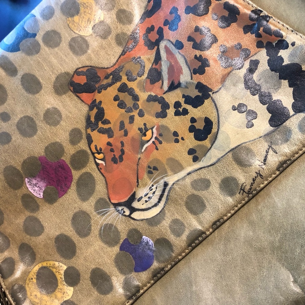 Vintage Fancy Nancy Painted Leather Bag